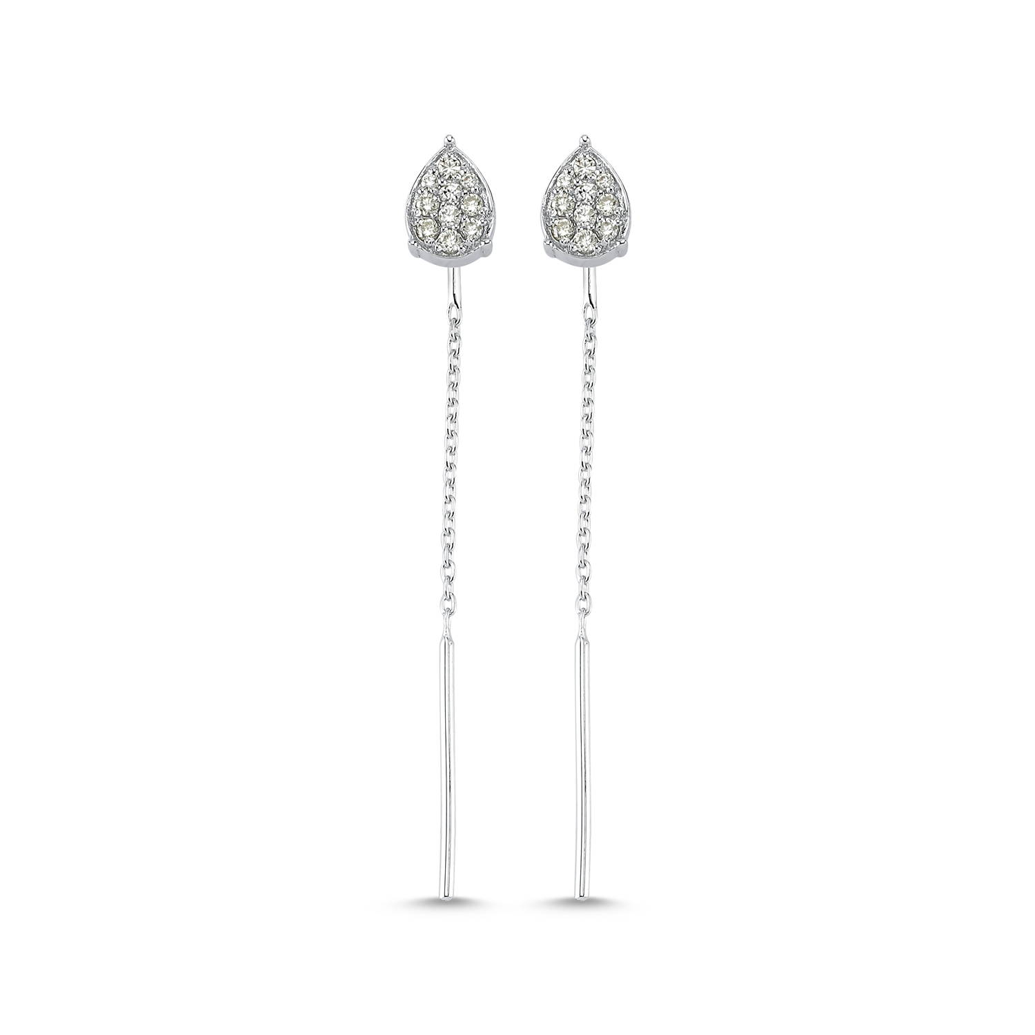 Diamond Pear Chain Drop Earrings