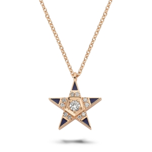 Brilliant Diamond and Enamel Star Necklace