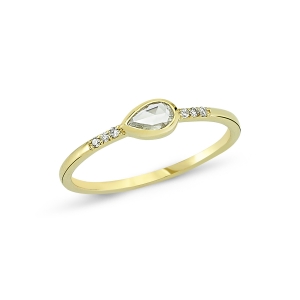 Pear Rose Cut and Brilliant Diamond Horizontal Ring