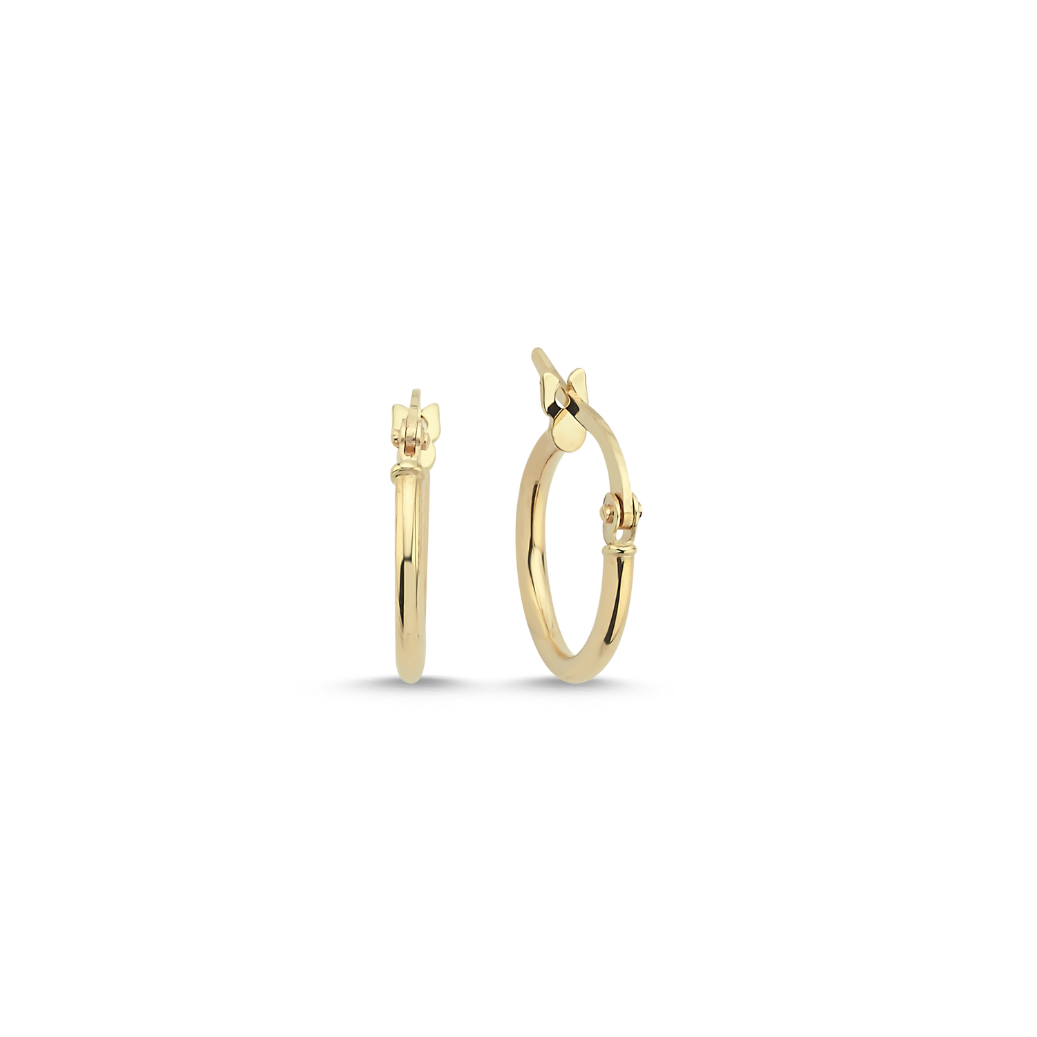 Gold Small Size Circle Profile Hoop Earrings