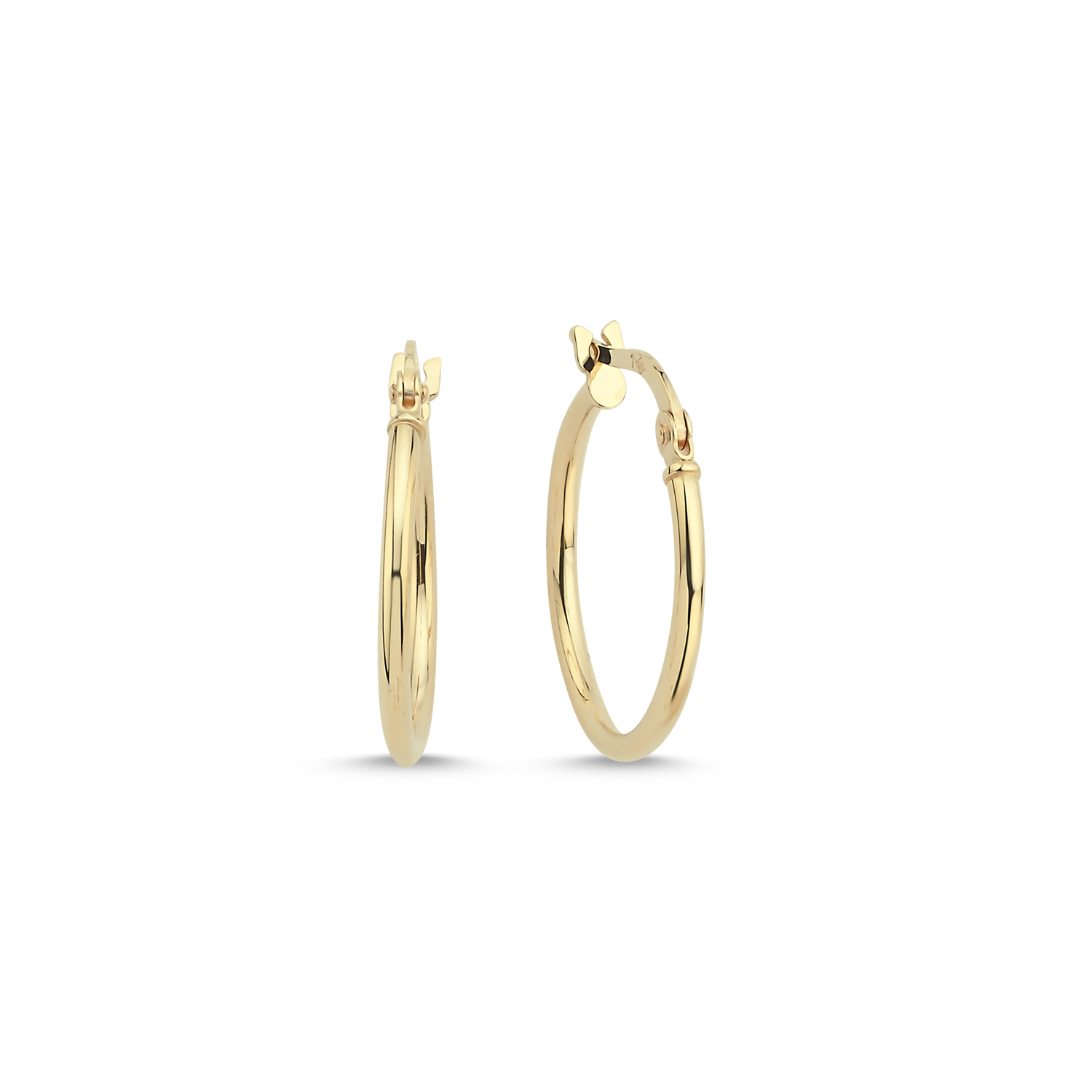 Gold Medium Size Circle Profile Hoop Earrings