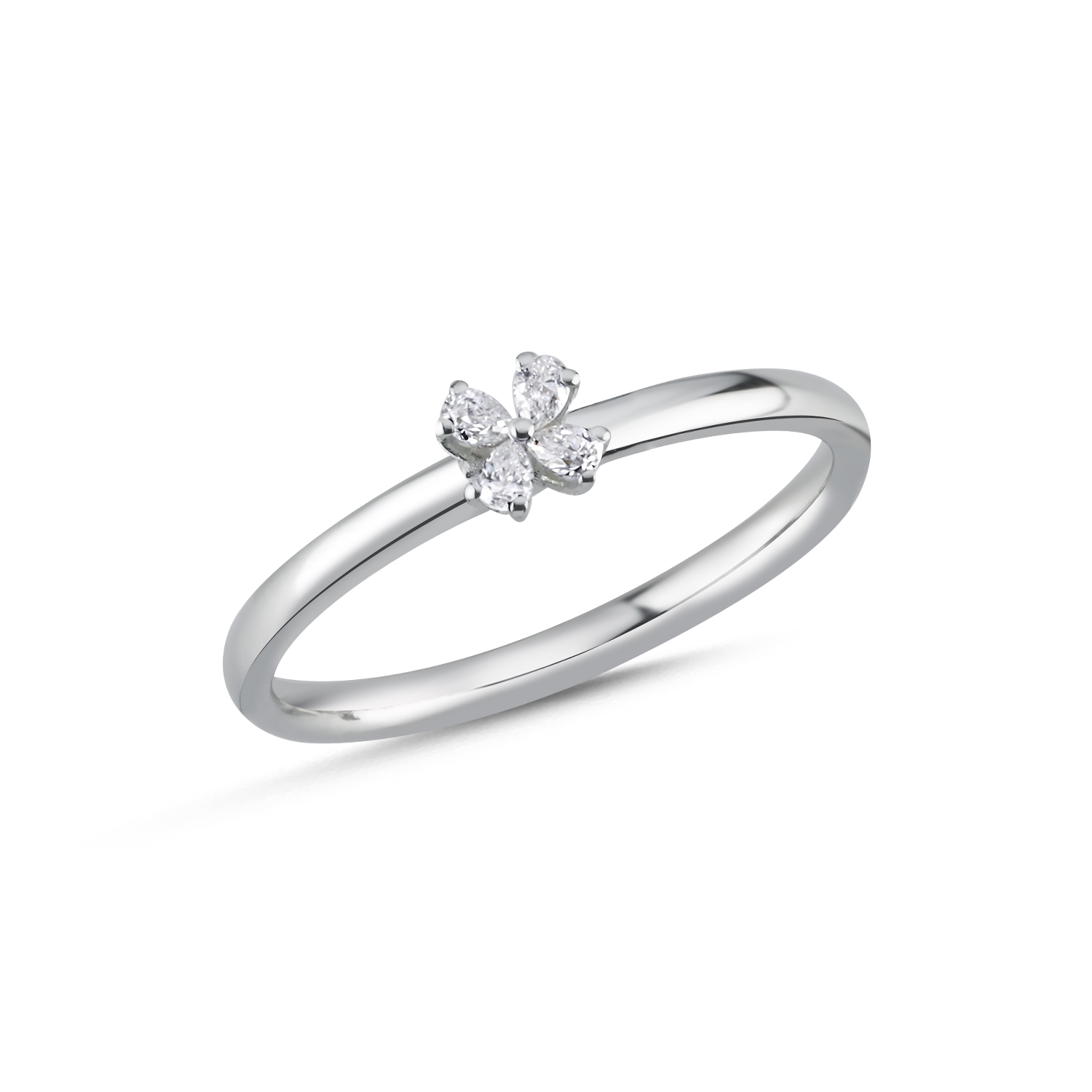 Pear Cut Diamonds Flower Ring