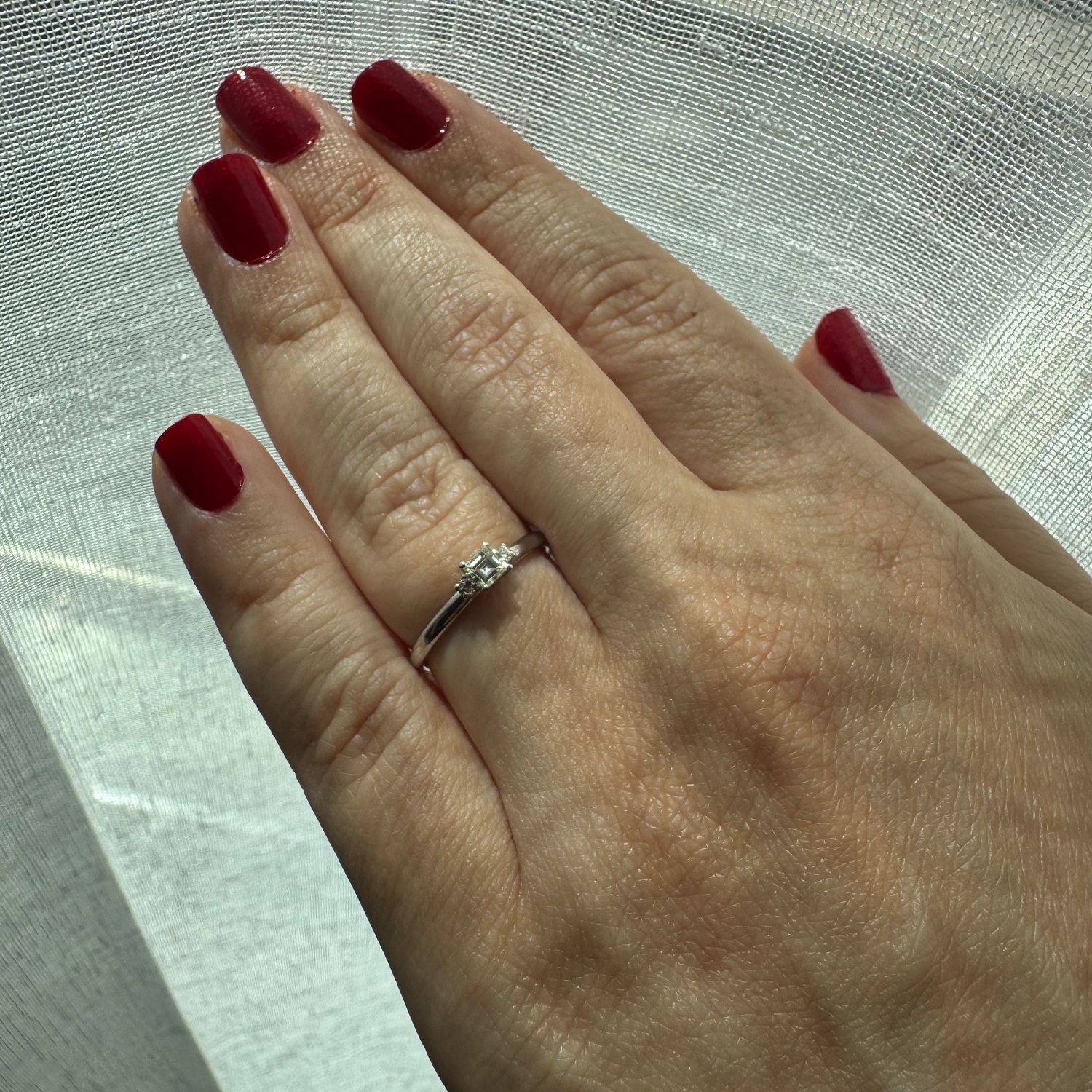 Square Baguette and Round Cut Diamond Ring