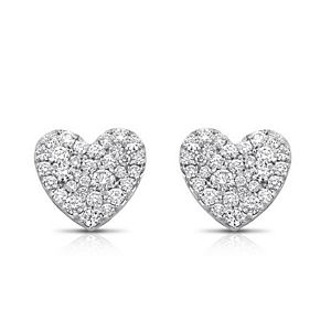Round Brilliant Diamond Heart Earrings