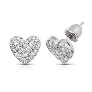 Round Brilliant Diamond Heart Earrings