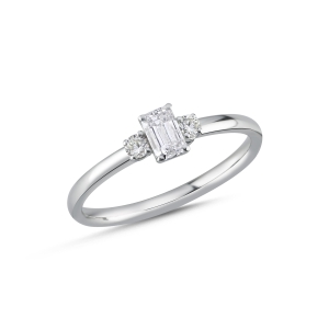 Emerald and Round Cut Diamond Ring